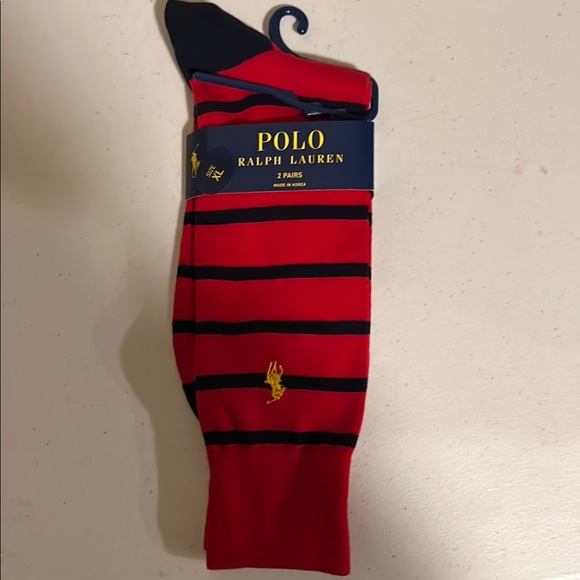 Polo by Ralph Lauren Men's Red and Black One Pair Socks - Picture 1 of 1